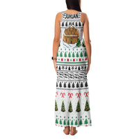 Jordan Christmas Family Matching Tank Maxi Dress and Hawaiian Shirt with Petra Monastery Snow Christmas Trees and Candy Cane Pattern - Wonder Print Shop