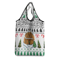 Jordan Christmas Grocery Bag with Petra Monastery Snow Christmas Trees and Candy Cane Pattern - Wonder Print Shop