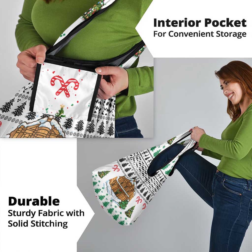 Jordan Christmas Grocery Bag with Petra Monastery Snow Christmas Trees and Candy Cane Pattern - Wonder Print Shop