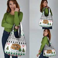 Jordan Christmas Grocery Bag with Petra Monastery Snow Christmas Trees and Candy Cane Pattern - Wonder Print Shop