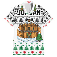 Jordan Christmas Hawaiian Shirt with Petra Monastery Snow Christmas Trees and Candy Cane Pattern - Wonder Print Shop