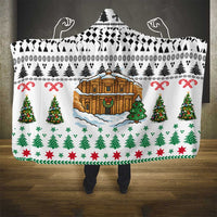 Jordan Christmas Hooded Blanket with Petra Monastery Snow Christmas Trees and Candy Cane Pattern - Wonder Print Shop