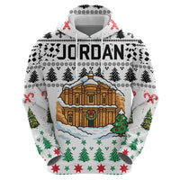 Jordan Christmas Hoodie with Petra Monastery Snow Christmas Trees and Candy Cane Pattern - Wonder Print Shop