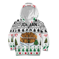 Jordan Christmas Kid Hoodie with Petra Monastery Snow Christmas Trees and Candy Cane Pattern - Wonder Print Shop