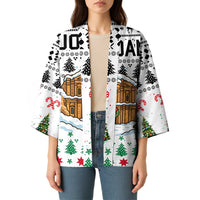 Jordan Christmas Kimono with Petra Monastery Snow Christmas Trees and Candy Cane Pattern - Wonder Print Shop