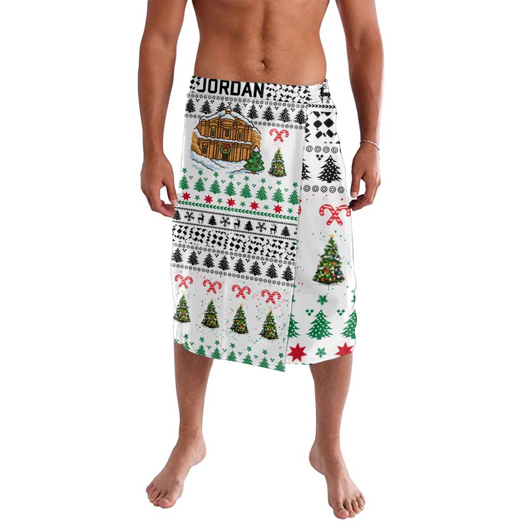 Jordan Christmas Lavalava with Petra Monastery Snow Christmas Trees and Candy Cane Pattern - Wonder Print Shop