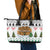 Jordan Christmas Leather Tote Bag with Petra Monastery Snow Christmas Trees and Candy Cane Pattern - Wonder Print Shop