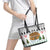 Jordan Christmas Leather Tote Bag with Petra Monastery Snow Christmas Trees and Candy Cane Pattern - Wonder Print Shop