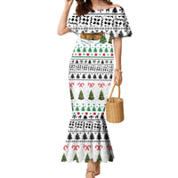 Jordan Christmas Mermaid Dress with Petra Monastery Snow Christmas Trees and Candy Cane Pattern - Wonder Print Shop