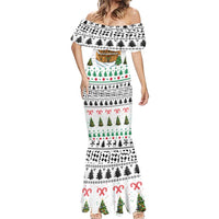 Jordan Christmas Mermaid Dress with Petra Monastery Snow Christmas Trees and Candy Cane Pattern - Wonder Print Shop