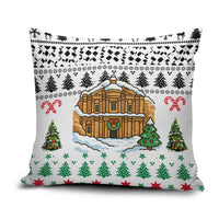Jordan Christmas Pillow Cover with Petra Monastery Snow Christmas Trees and Candy Cane Pattern - Wonder Print Shop
