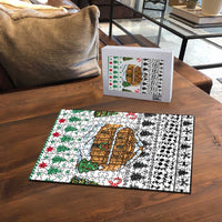 Jordan Christmas Puzzle with Petra Monastery Snow Christmas Trees and Candy Cane Pattern - Wonder Print Shop