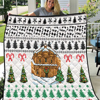 Jordan Christmas Quilt with Petra Monastery Snow Christmas Trees and Candy Cane Pattern - Wonder Print Shop