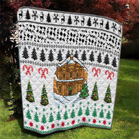 Jordan Christmas Quilt with Petra Monastery Snow Christmas Trees and Candy Cane Pattern - Wonder Print Shop