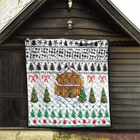 Jordan Christmas Quilt with Petra Monastery Snow Christmas Trees and Candy Cane Pattern - Wonder Print Shop