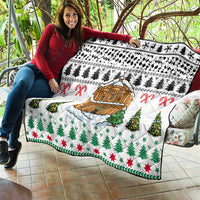 Jordan Christmas Quilt with Petra Monastery Snow Christmas Trees and Candy Cane Pattern - Wonder Print Shop