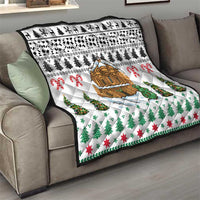 Jordan Christmas Quilt with Petra Monastery Snow Christmas Trees and Candy Cane Pattern - Wonder Print Shop