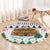 Jordan Christmas Round Carpet with Petra Monastery Snow Christmas Trees and Candy Cane Pattern - Wonder Print Shop