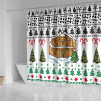 Jordan Christmas Shower Curtain with Petra Monastery Snow Christmas Trees and Candy Cane Pattern - Wonder Print Shop