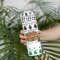 Jordan Christmas Skinny Tumbler with Petra Monastery Snow Christmas Trees and Candy Cane Pattern - Wonder Print Shop