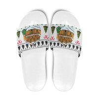 Jordan Christmas Slide Sandals with Petra Monastery Snow Christmas Trees and Candy Cane Pattern - Wonder Print Shop