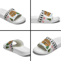 Jordan Christmas Slide Sandals with Petra Monastery Snow Christmas Trees and Candy Cane Pattern - Wonder Print Shop