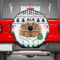 Jordan Christmas Spare Tire Cover with Petra Monastery Snow Christmas Trees and Candy Cane Pattern - Wonder Print Shop