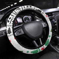 Jordan Christmas Steering Wheel Cover with Petra Monastery Snow Christmas Trees and Candy Cane Pattern - Wonder Print Shop