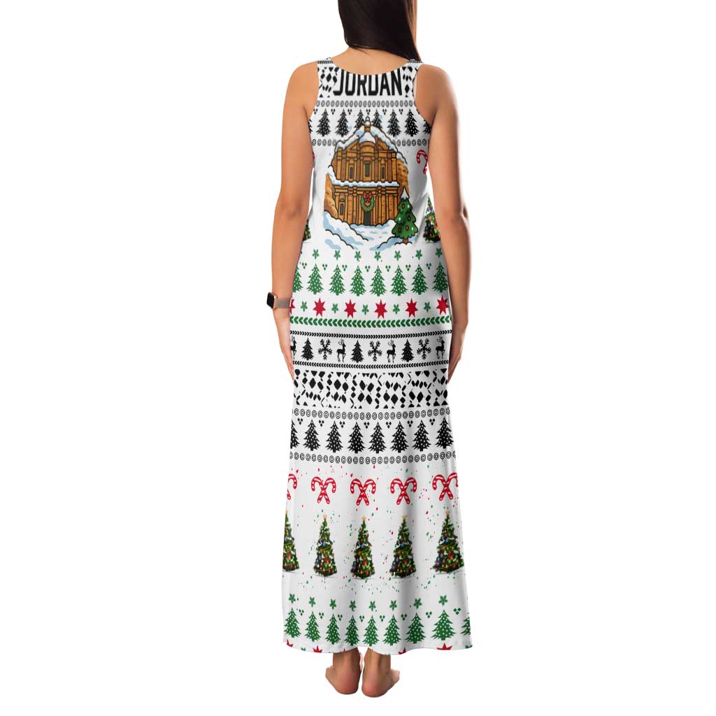 Jordan Christmas Tank Maxi Dress with Petra Monastery Snow Christmas Trees and Candy Cane Pattern - Wonder Print Shop