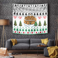 Jordan Christmas Tapestry with Petra Monastery Snow Christmas Trees and Candy Cane Pattern - Wonder Print Shop