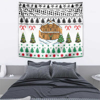 Jordan Christmas Tapestry with Petra Monastery Snow Christmas Trees and Candy Cane Pattern - Wonder Print Shop