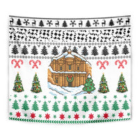 Jordan Christmas Tapestry with Petra Monastery Snow Christmas Trees and Candy Cane Pattern - Wonder Print Shop