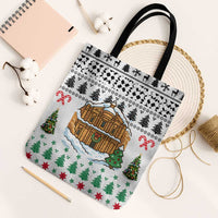 Jordan Christmas Tote Bag with Petra Monastery Snow Christmas Trees and Candy Cane Pattern - Wonder Print Shop
