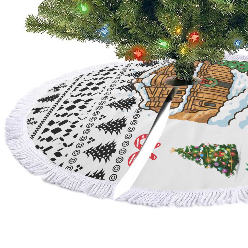 Jordan Christmas Tree Skirt with Petra Monastery Snow Christmas Trees and Candy Cane Pattern - Wonder Print Shop