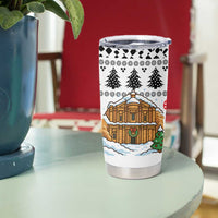 Jordan Christmas Tumbler Cup with Petra Monastery Snow Christmas Trees and Candy Cane Pattern - Wonder Print Shop