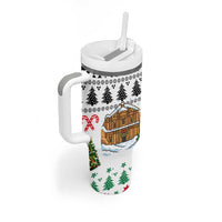 Jordan Christmas Tumbler With Handle with Petra Monastery Snow Christmas Trees and Candy Cane Pattern - Wonder Print Shop