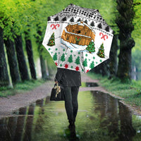 Jordan Christmas Umbrella with Petra Monastery Snow Christmas Trees and Candy Cane Pattern - Wonder Print Shop