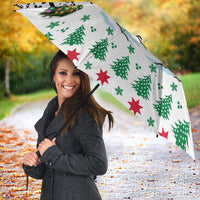 Jordan Christmas Umbrella with Petra Monastery Snow Christmas Trees and Candy Cane Pattern - Wonder Print Shop