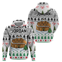 Jordan Christmas Zip Hoodie with Petra Monastery Snow Christmas Trees and Candy Cane Pattern - Wonder Print Shop
