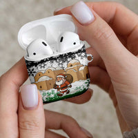 Jordan Christmas AirPods Case with Santa Snow Village Green and Black Snowflake Tree Pattern - Wonder Print Shop