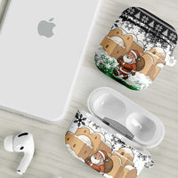 Jordan Christmas AirPods Case with Santa Snow Village Green and Black Snowflake Tree Pattern - Wonder Print Shop