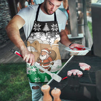 Jordan Christmas Apron with Santa Snow Village Green and Black Snowflake Tree Pattern - Wonder Print Shop