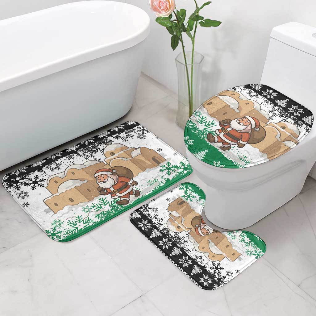 Jordan Christmas Bathroom Set with Santa Snow Village Green and Black Snowflake Tree Pattern - Wonder Print Shop