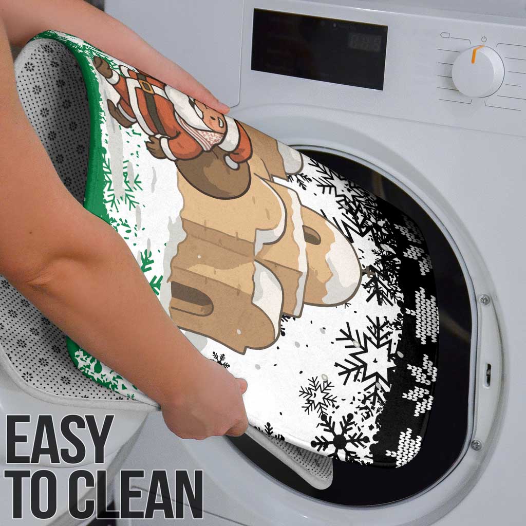 Jordan Christmas Bathroom Set with Santa Snow Village Green and Black Snowflake Tree Pattern - Wonder Print Shop