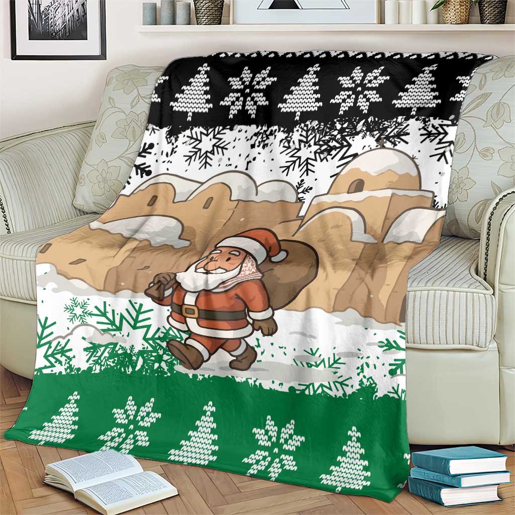 Jordan Christmas Blanket with Santa Snow Village Green and Black Snowflake Tree Pattern - Wonder Print Shop