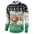 Jordan Christmas Button Sweatshirt with Santa Snow Village Green and Black Snowflake Tree Pattern - Wonder Print Shop