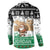 Jordan Christmas Button Sweatshirt with Santa Snow Village Green and Black Snowflake Tree Pattern - Wonder Print Shop