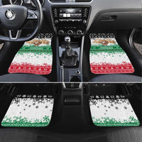 Jordan Christmas Car Mats with Santa Snow Village Green and Black Snowflake Tree Pattern - Wonder Print Shop