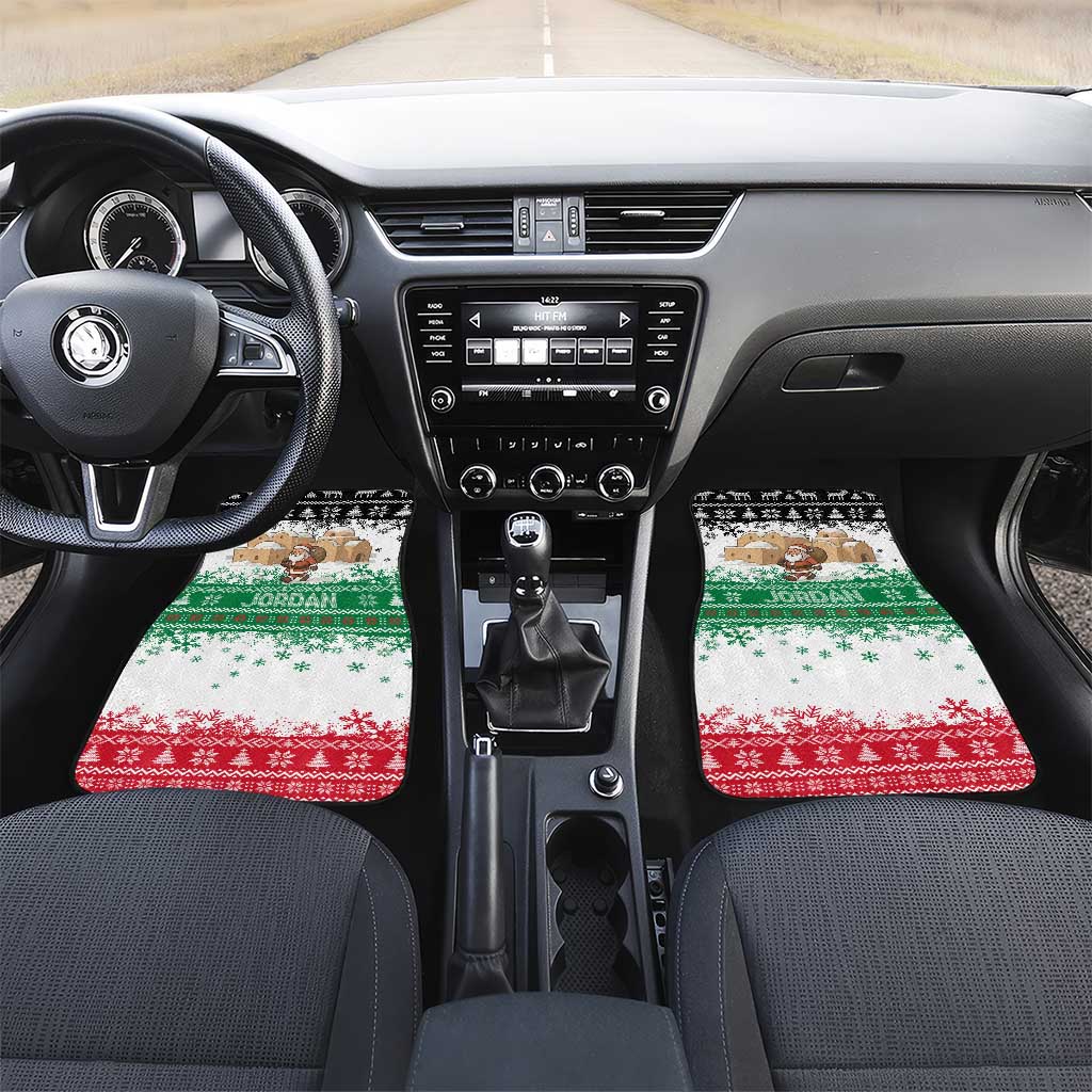 Jordan Christmas Car Mats with Santa Snow Village Green and Black Snowflake Tree Pattern - Wonder Print Shop