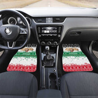 Jordan Christmas Car Mats with Santa Snow Village Green and Black Snowflake Tree Pattern - Wonder Print Shop